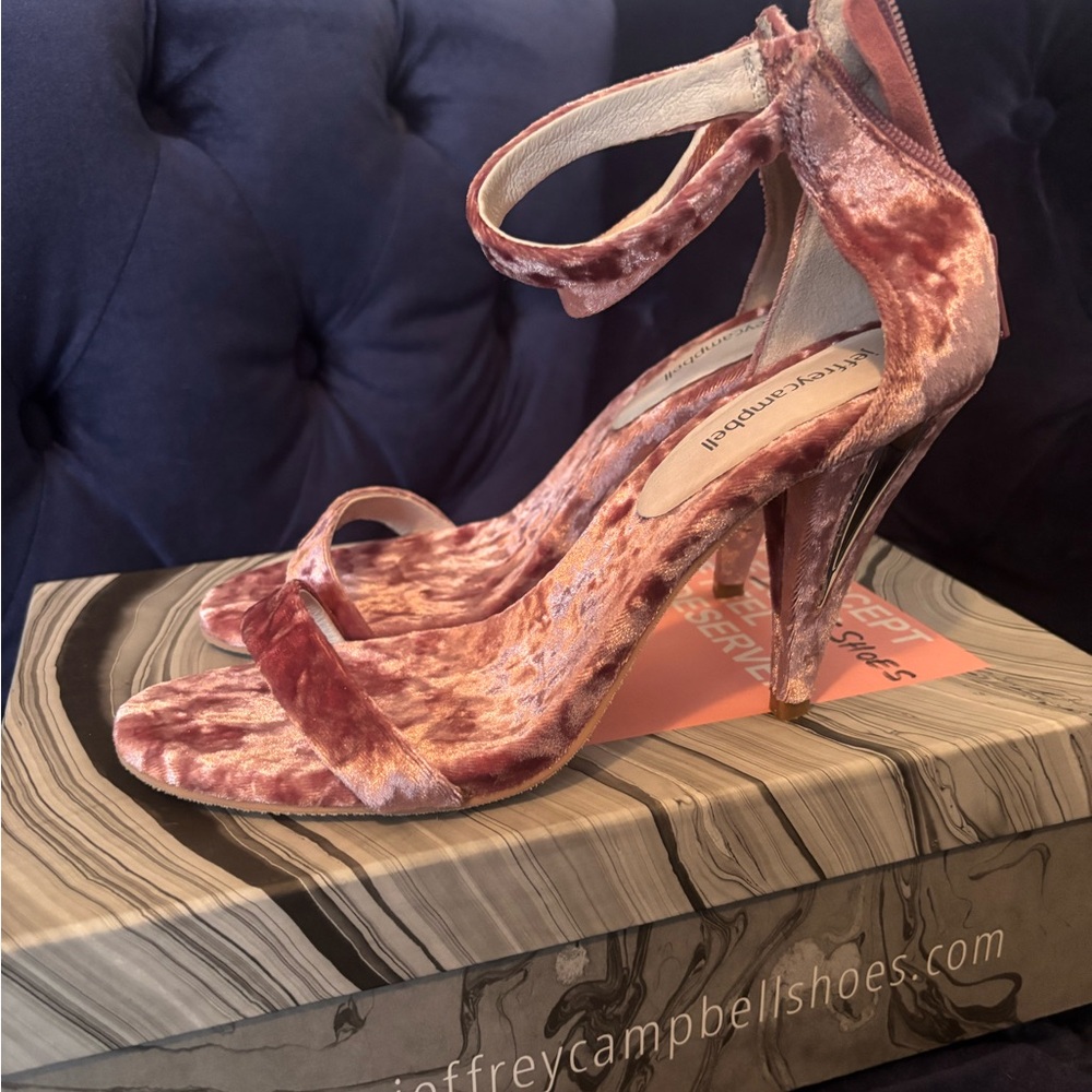 Jeffrey Campbell Blush/PinkVelvet Ankle-Strap Stiletto Sandals